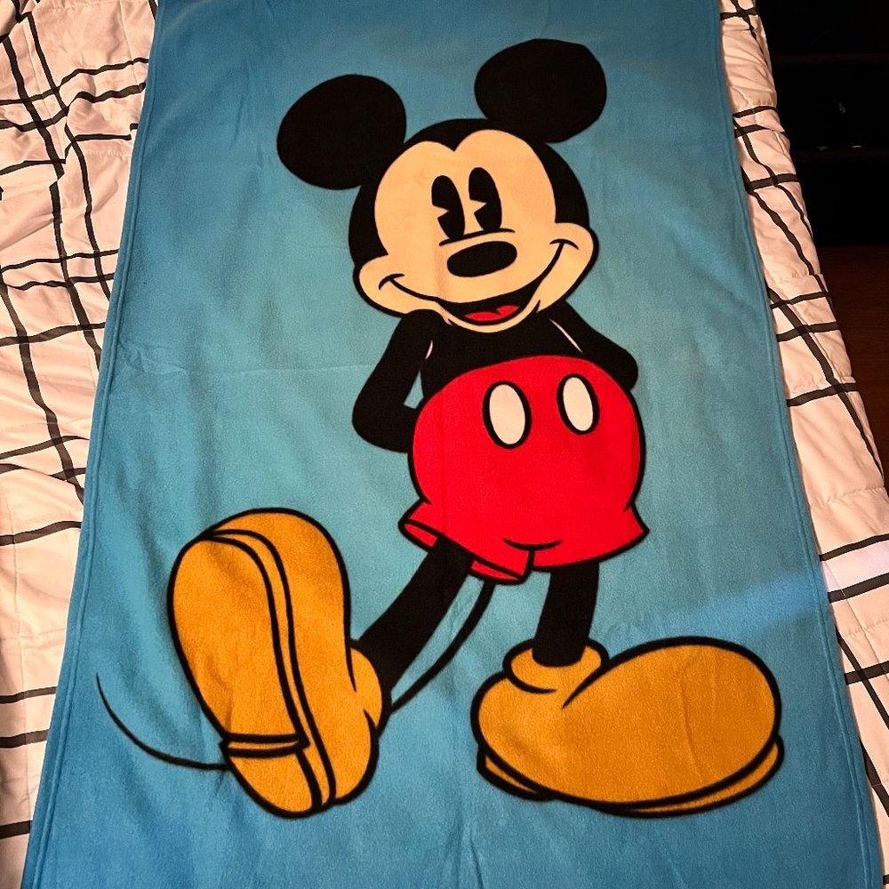 Disney Mickey Mouse Fleece Blanket Blue Background